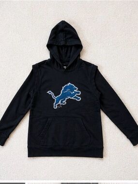 Detroit Lions Fanatics Black T-Shirt with White Logo